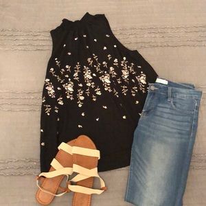 Sleeveless high neck black blouse